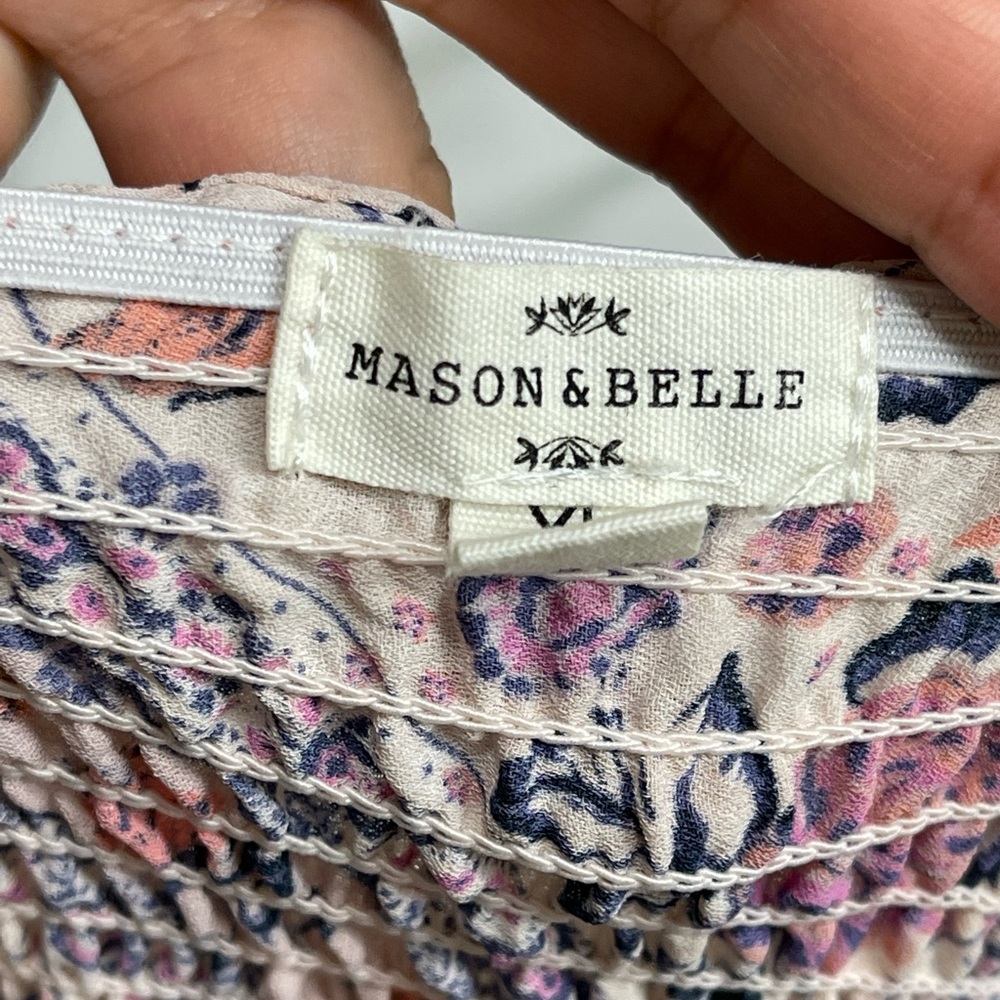 Mason & Belle Smocked off Shoulders Chiffon Floral Mini Dress Size XL - Picture 7 of 12